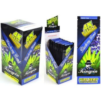 Kingpin Hemp Wraps â€“ Blueberry Bomb 24ct 4-Pack Box