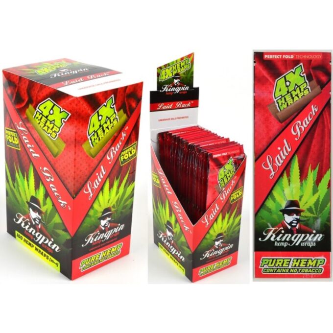 Kingpin Hemp Wraps â€“ Laid Back 24ct 4-Pack Box