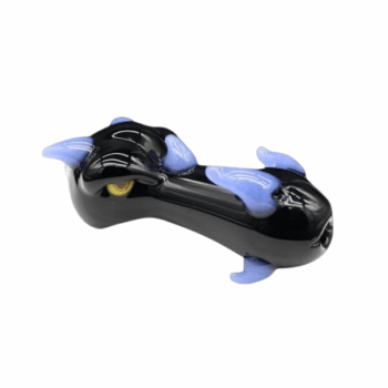 Chameleon Glass Dragon Head Glass Pipe - Onyx Black