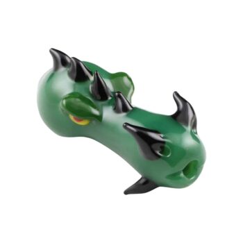 Chameleon Glass Dragon Head Glass Pipe - Dark Emerald Green