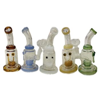 5" Bent Neck Cut Glass Water Pipe - Assorted Colors