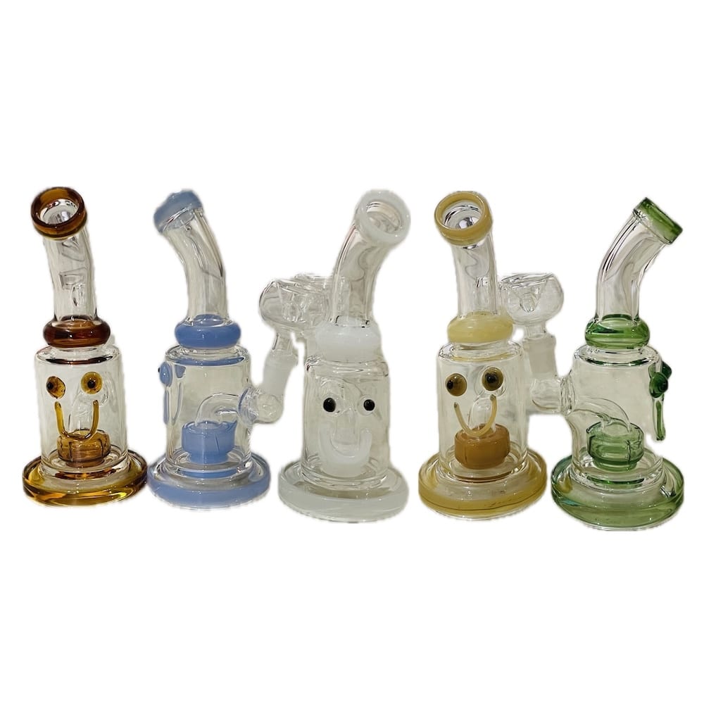 5" Bent Neck Cut Glass Water Pipe - Assorted Colors