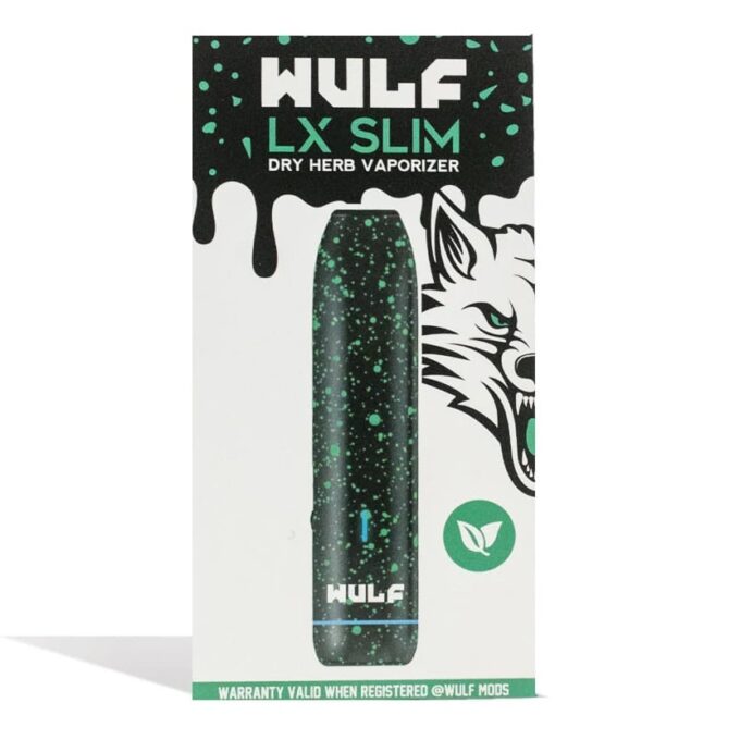 wulf-lx-slim-front-black-green-spatter-packaging.jpg-copy.jpg WULF MODS LX SLIM PORTABLE DRY HERB VAPORIZER - ASSORTED COLORS