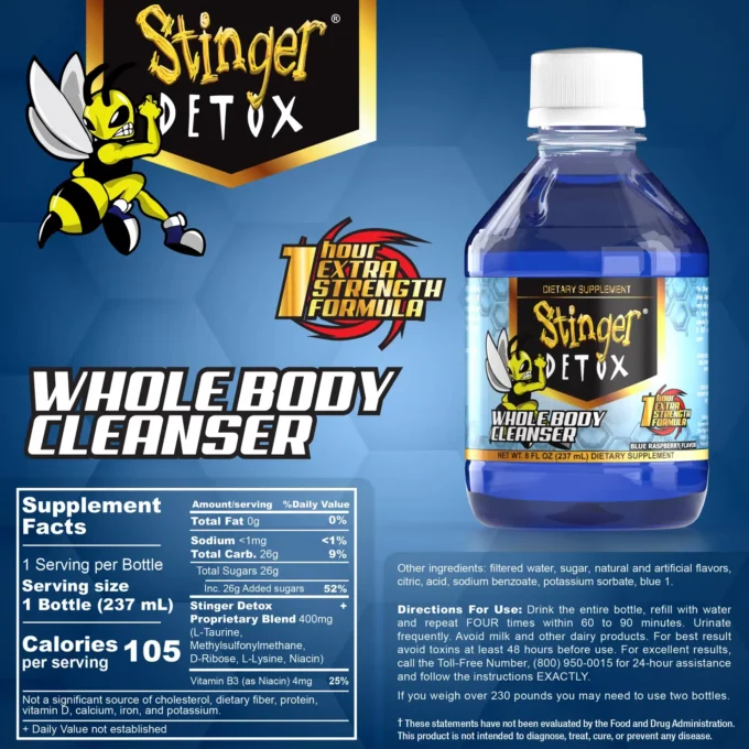 WholeBodyCleanser-BlueRaspberry-suppfacts2022.jpg.webp STINGER DETOX WHOLE BODY CLEANSER 1-HOUR EXTRA STRENGTH FORMULA - BLUE RASPBERRY