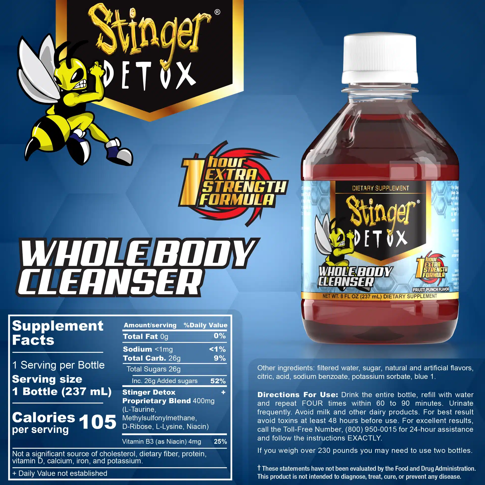 STINGER DETOX WHOLE BODY CLEANSER 1-HOUR EXTRA STRENGTH FORMULA - FRUIT PUNCH - Image 3