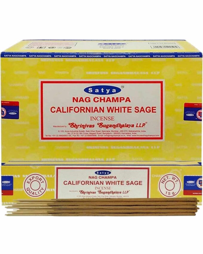 SATYA 15G INCENSE STICKS 12PK - CALIFORNIA WHITE SAGE