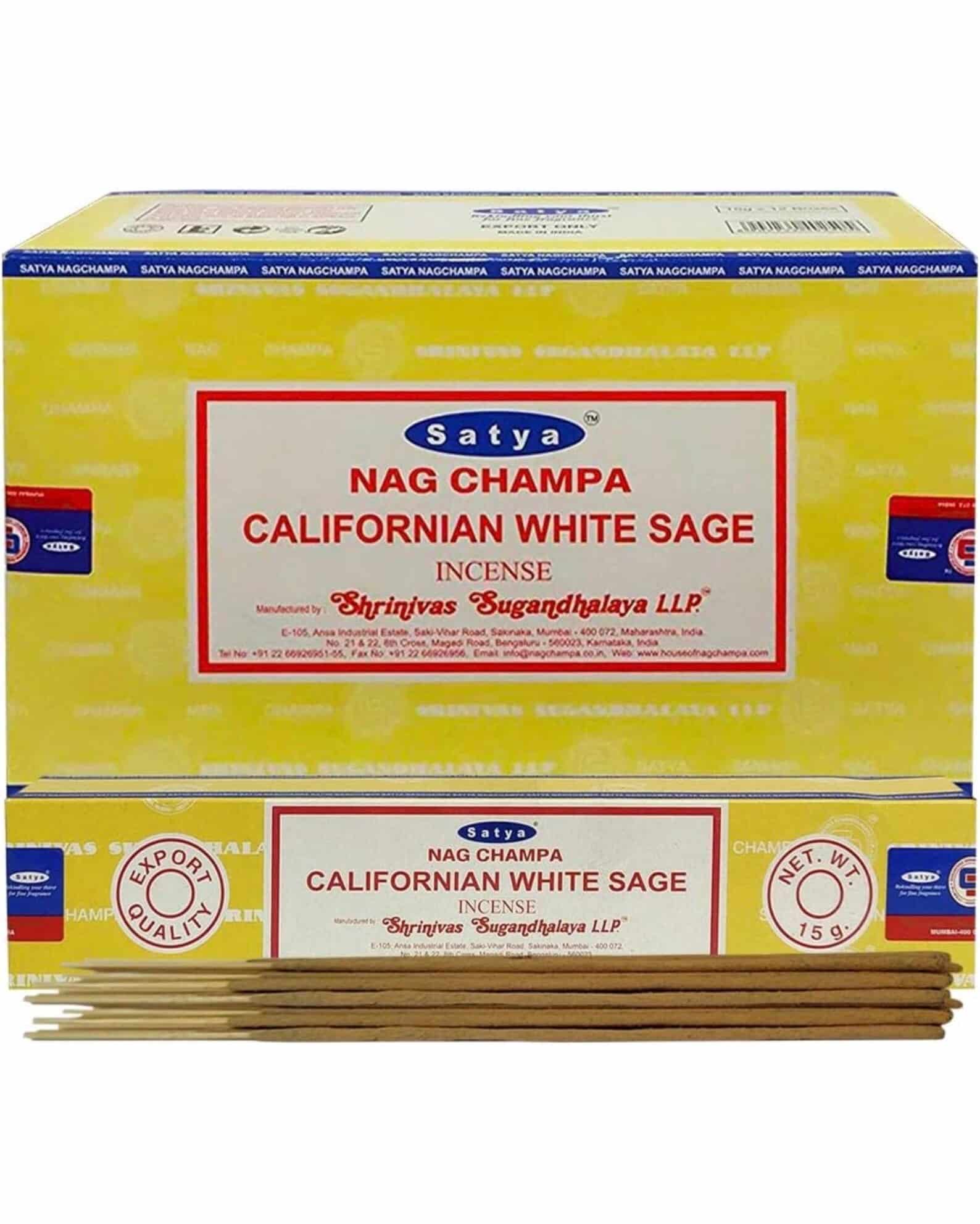 SATYA 15G INCENSE STICKS 12PK - CALIFORNIA WHITE SAGE - Image 3