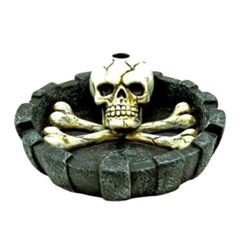 SKULL AND CROSSBONES ASHTRAY WITH SNUFFER