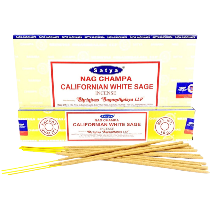 SATYA 15G INCENSE STICKS 12PK - CALIFORNIA WHITE SAGE