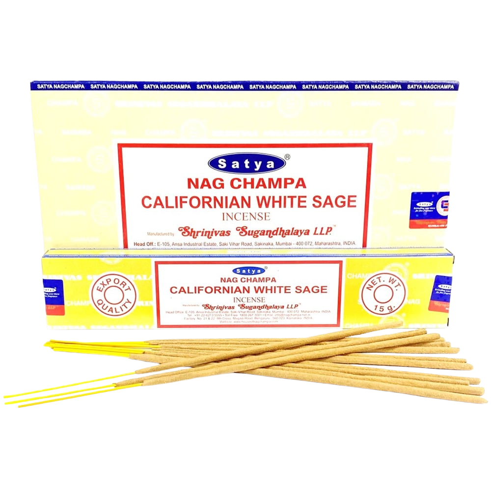 SATYA 15G INCENSE STICKS 12PK - CALIFORNIA WHITE SAGE
