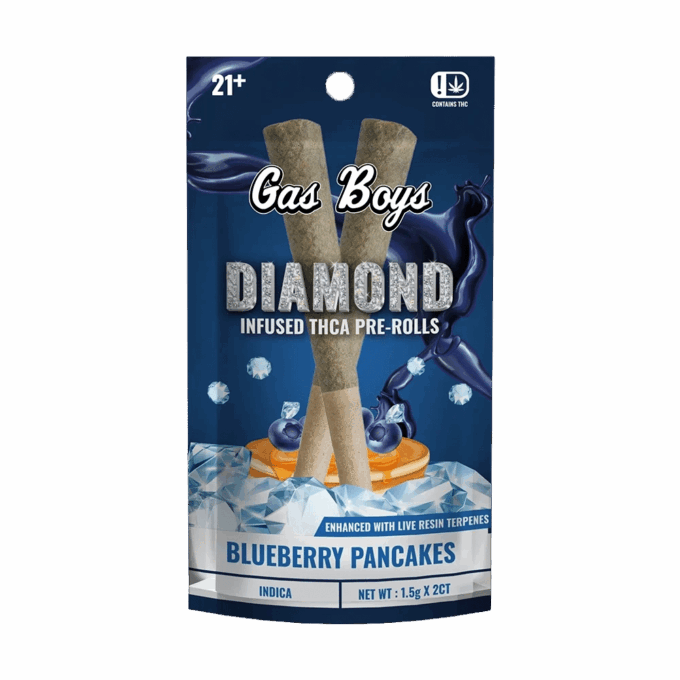 Gas Boys Blueberry Pancakes Diamond Infused Pre-Rolls 2ct