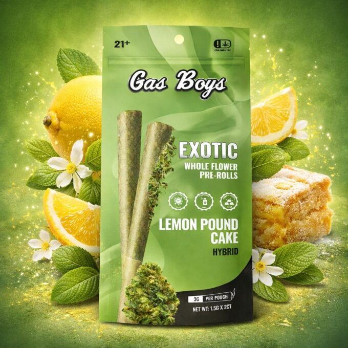 Gas Boys Lemon Pound Cake THCA Whole Flower Pre-Rolls 2ct
