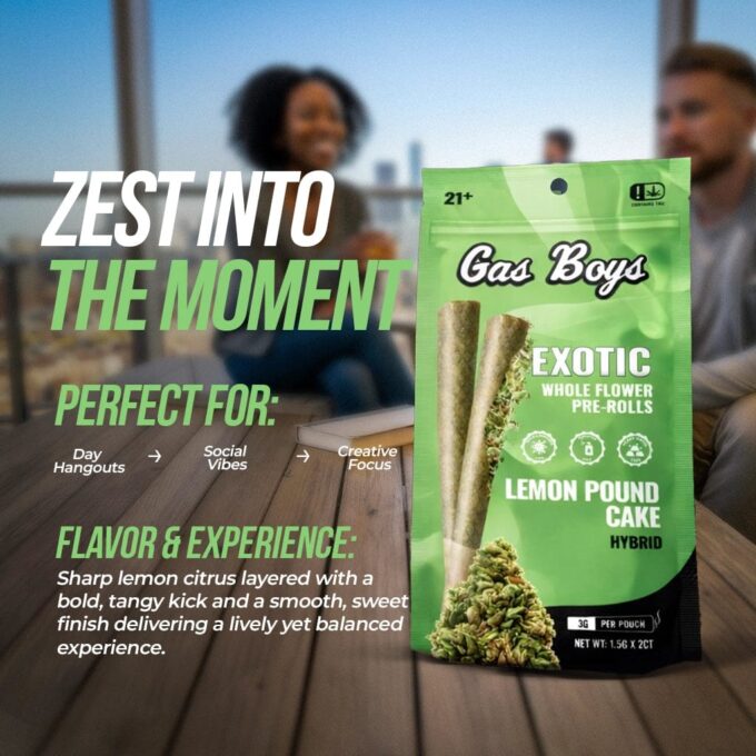 Gas Boys Lemon Pound Cake THCA Whole Flower Pre-Rolls 2ct