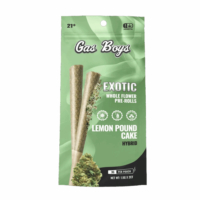 Gas Boys Lemon Pound Cake THCA Whole Flower Pre-Rolls 2ct