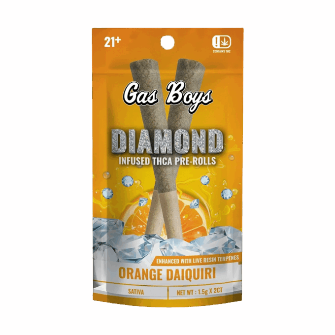 Orange_Daiquiri_bag_copy Gas Boys Orange Daiquiri Diamond Infused Pre-Rolls 2ct