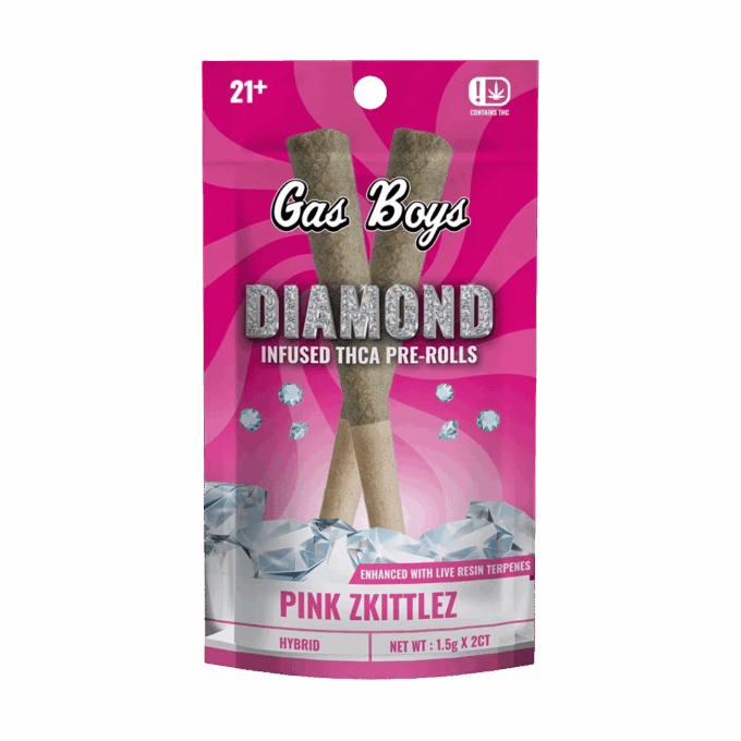 Gas Boys Pink Zkittlez Diamond Infused Pre-rolls 2 Pack