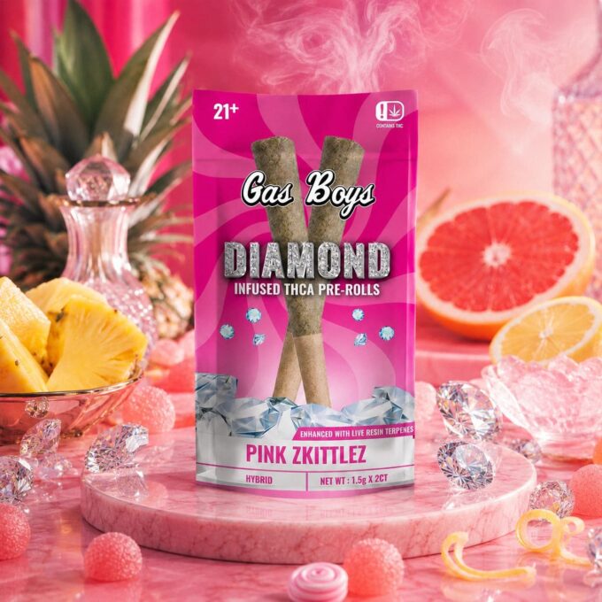 Gas Boys Pink Zkittlez Diamond Infused Pre-rolls 2 Pack