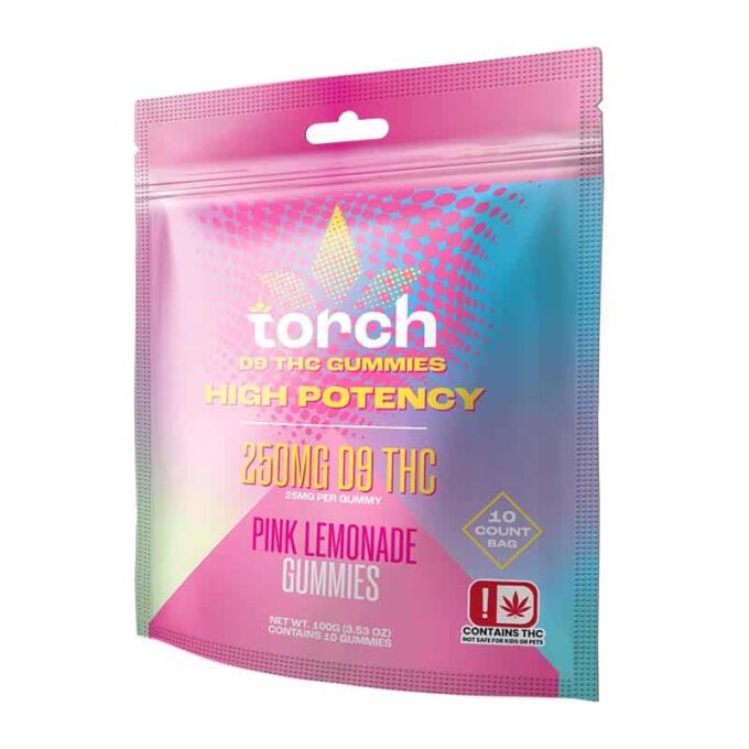 Torch Pink Lemonade Delta 9 Gummies 25mg – 10-Pack